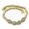 Oro Laminado Fancy Bracelet, Gold Filled Style with White Micro Pave, Polished, Golden Finish, 03.283.0181.08