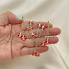 Oro Laminado Earring and Pendant Children Set, Gold Filled Style Ladybug Design, with White Crystal, Red Enamel Finish, Golden Finish, 06.60.0005.3