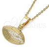 Oro Laminado Fancy Pendant, Gold Filled Style Ball Design, Diamond Cutting Finish, Golden Finish, 5.183.043