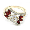 Oro Laminado Multi Stone Ring, Gold Filled Style with Ruby and White Cubic Zirconia, Polished, Golden Finish, 01.210.0098.1.06 (Size 6)