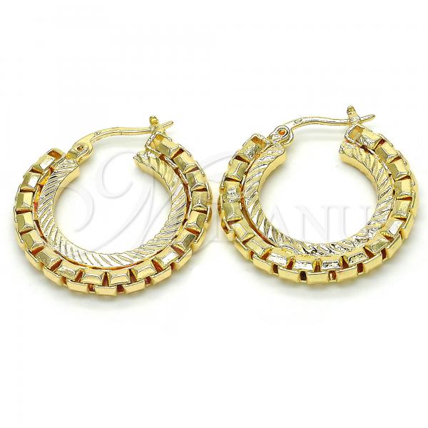 Oro Laminado Small Hoop, Gold Filled Style Diamond Cutting Finish, Golden Finish, 02.100.0067.25