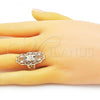 Oro Laminado Elegant Ring, Gold Filled Style Flower and Arrow Design, Diamond Cutting Finish, Golden Finish, 01.233.0032.09