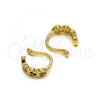 Oro Laminado Earcuff Earring, Gold Filled Style Heart Design, with Multicolor Micro Pave, Polished, Golden Finish, 02.213.0384
