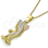 Oro Laminado Fancy Pendant, Gold Filled Style Eagle Design, Diamond Cutting Finish, Tricolor, 5.180.005