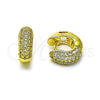 Oro Laminado Huggie Hoop, Gold Filled Style with White Micro Pave, Polished, Golden Finish, 02.341.0227.14