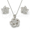 Sterling Silver Earring and Pendant Adult Set, with White Cubic Zirconia, Polished, Rhodium Finish, 10.286.0012