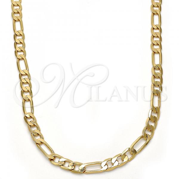 Gold Tone Basic Necklace, Figaro Design, Polished, Golden Finish, 04.242.0016.28GT