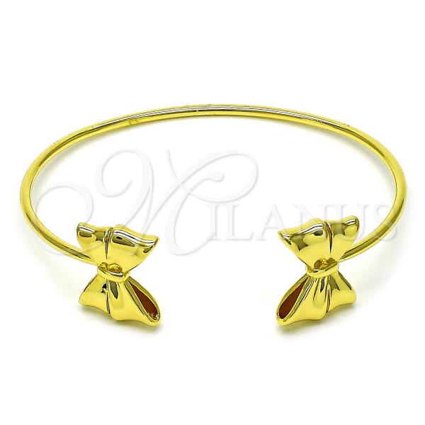 Oro Laminado Individual Bangle, Gold Filled Style Bow Design, Polished, Golden Finish, 07.341.0065