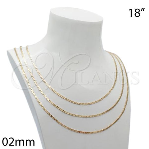 Oro Laminado Basic Necklace, Gold Filled Style Long Box Design, Polished, Golden Finish, 5.223.019.18