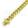Oro Laminado Basic Bracelet, Gold Filled Style Miami Cuban Design, Polished, Golden Finish, 03.278.0002.08
