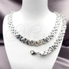 Stainless Steel Necklace and Bracelet, Greek Key Design, Polished, Steel Finish, 06.363.0035