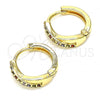 Oro Laminado Huggie Hoop, Gold Filled Style with Multicolor Micro Pave, Polished, Golden Finish, 02.284.0036.12