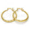 Oro Laminado Medium Hoop, Gold Filled Style Hollow Design, Diamond Cutting Finish, Golden Finish, 02.170.0084.30