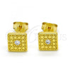 Sterling Silver Stud Earring, with White Cubic Zirconia, Polished, Golden Finish, 02.186.0148