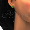 Stainless Steel Stud Earring, Heart Design, with Light Green Crystal, Polished, Golden Finish, 02.271.0022.4