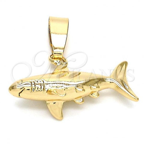 Oro Laminado Fancy Pendant, Gold Filled Style Fish Design, Polished, Golden Finish, 5.180.039