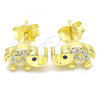 Sterling Silver Stud Earring, Elephant Design, with Black Cubic Zirconia and White Crystal, Polished, Golden Finish, 02.336.0066.2