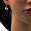 Rhodium Plated Dangle Earring, Heart Design, with Rose Peach Swarovski Crystals, Polished, Rhodium Finish, 02.239.0003.4