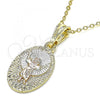 Oro Laminado Fancy Pendant, Gold Filled Style Divino Niño Design, Polished, Tricolor, 05.351.0190