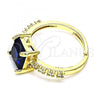Oro Laminado Multi Stone Ring, Gold Filled Style with Sapphire Blue Cubic Zirconia and White Micro Pave, Polished, Golden Finish, 01.284.0056.3