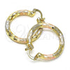 Oro Laminado Medium Hoop, Gold Filled Style Diamond Cutting Finish, Tricolor, 02.170.0125.1.30