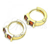 Oro Laminado Huggie Hoop, Gold Filled Style with Garnet and White Cubic Zirconia, Polished, Golden Finish, 02.284.0039.1.15