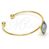 Oro Laminado Individual Bangle, Gold Filled Style with Crystal Blue Shade Swarovski Crystals, Polished, Golden Finish, 07.239.0006.6 (02 MM Thickness, One size fits all)