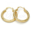 Oro Laminado Medium Hoop, Gold Filled Style Hollow Design, Diamond Cutting Finish, Golden Finish, 5.139.010.30
