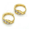 Oro Laminado Huggie Hoop, Gold Filled Style with Amethyst and White Crystal, Polished, Golden Finish, 02.165.0146.4