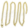Oro Laminado Basic Necklace, Gold Filled Style Curb Design, Polished, Golden Finish, 5.222.007.24