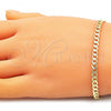 Oro Laminado Basic Bracelet, Gold Filled Style Curb Design, Polished, Golden Finish, 04.213.0237.08