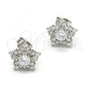 Sterling Silver Stud Earring, Star Design, with White Cubic Zirconia, Polished, Rhodium Finish, 02.285.0032