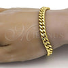 Oro Laminado Basic Bracelet, Gold Filled Style Miami Cuban Design, Polished, Golden Finish, 03.278.0001.09