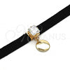 Oro Laminado Fancy Necklace, Gold Filled Style Choker Design, with White Cubic Zirconia, Polished, Golden Finish, 04.215.0023.13