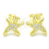 Sterling Silver Stud Earring, with White Cubic Zirconia, Polished, Golden Finish, 02.336.0172.2