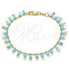 Oro Laminado Charm Bracelet, Gold Filled Style Star Design, with Turquoise Crystal, Polished, Golden Finish, 03.169.0007.08
