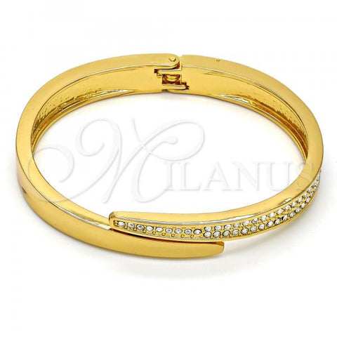 Gold Tone Individual Bangle, with White Crystal, Polished, Golden Finish, 07.252.0017.05.GT (09 MM Thickness, Size 5 - 2.50 Diameter)
