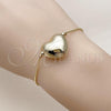 Oro Laminado Fancy Bracelet, Gold Filled Style Heart and Box Design, Polished, Golden Finish, 03.63.2294.08