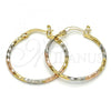 Oro Laminado Medium Hoop, Gold Filled Style Diamond Cutting Finish, Tricolor, 5.138.031.30