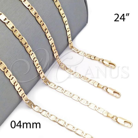 Oro Laminado Basic Necklace, Gold Filled Style Mariner Design, Diamond Cutting Finish, Golden Finish, 5.222.030.24