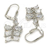 Rhodium Plated Long Earring, Teardrop Design, with White Cubic Zirconia, Polished, Rhodium Finish, 02.205.0050.5