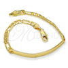 Oro Laminado ID Bracelet, Gold Filled Style Figaro Design, Polished, Golden Finish, 5.226.010.1.07
