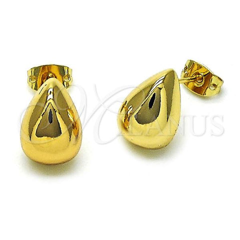 Oro Laminado Stud Earring, Gold Filled Style Chunky Design, Polished, Golden Finish, 02.342.0334