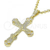 Oro Laminado Religious Pendant, Gold Filled Style Crucifix Design, Polished, Golden Finish, 05.351.0181