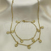 Oro Laminado Necklace and Bracelet, Gold Filled Style Flower Design, Polished, Golden Finish, 06.63.0210