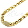 Oro Laminado Basic Necklace, Gold Filled Style Chunky Design, with White Cubic Zirconia, Polished, Golden Finish, 03.278.0004.30