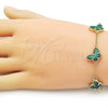 Oro Laminado Fancy Bracelet, Gold Filled Style Butterfly and Rolo Design, with Green Opal, Polished, Golden Finish, 03.313.0042.3.08