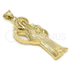 Oro Laminado Religious Pendant, Gold Filled Style Santa Muerte Design, Polished, Golden Finish, 05.185.0010.1
