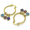 Oro Laminado Small Hoop, Gold Filled Style Evil Eye Design, Multicolor Resin Finish, Golden Finish, 02.63.2749.2.25
