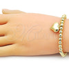 Oro Laminado Fancy Bracelet, Gold Filled Style Heart and Ball Design, Polished, Golden Finish, 03.341.0216.07